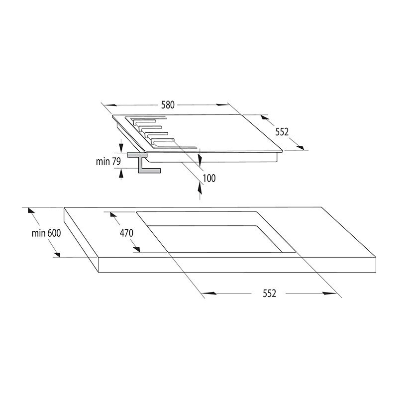 Encimera de gas Hisense GG633B – Cristal templado negro, 3 quemadores (Wok 3,4 kW), Válvula de seguridad