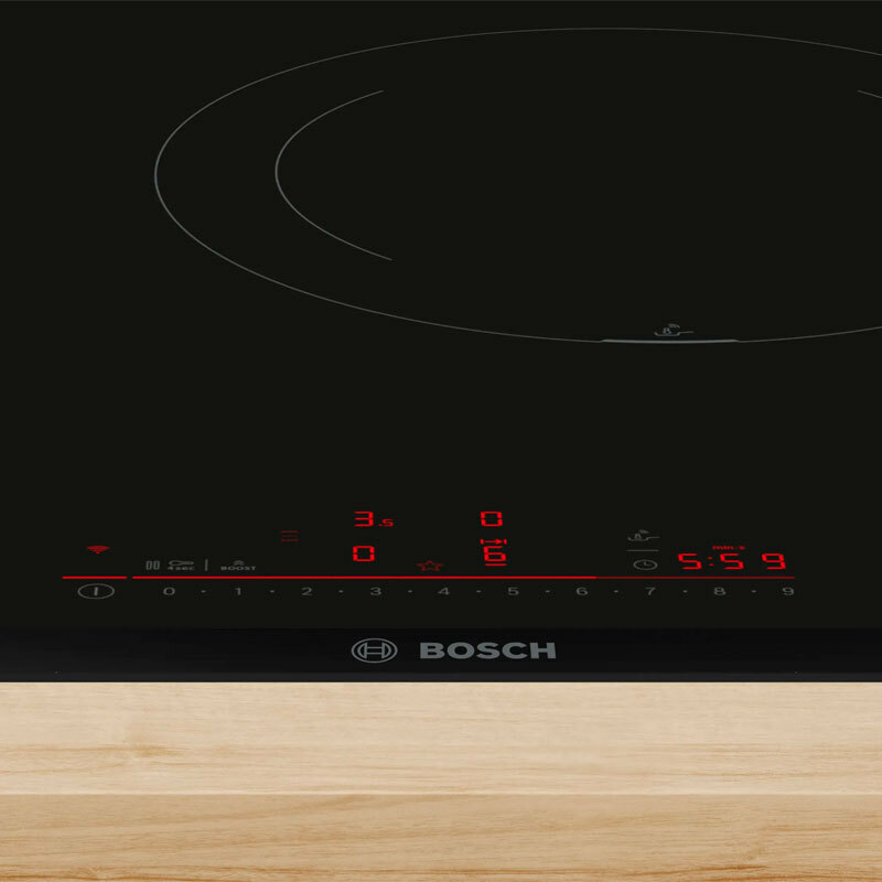 Placa de inducción Bosch PIE875HC1E – 80 cm, zona 28 cm, Home Connect