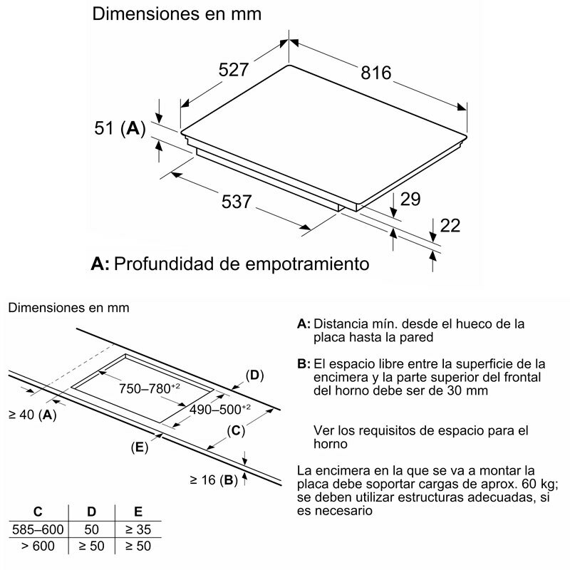 Placa de inducción Bosch PIE875HC1E – 80 cm, zona 28 cm, Home Connect