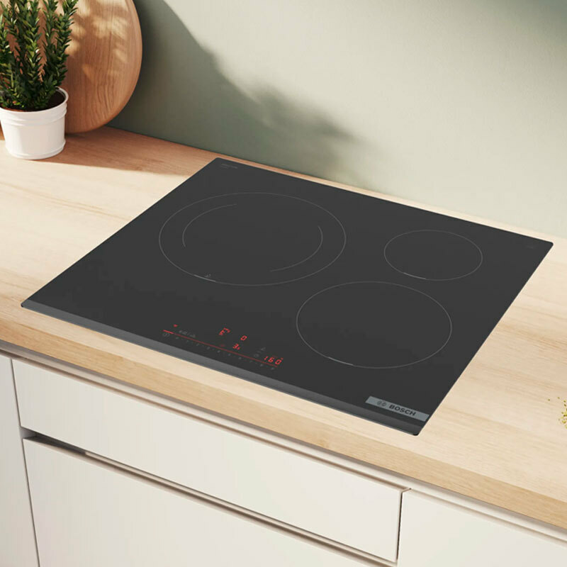 Placa de inducción Bosch PIJ631HC1E – 3 zonas, 7.400 W, Home Connect