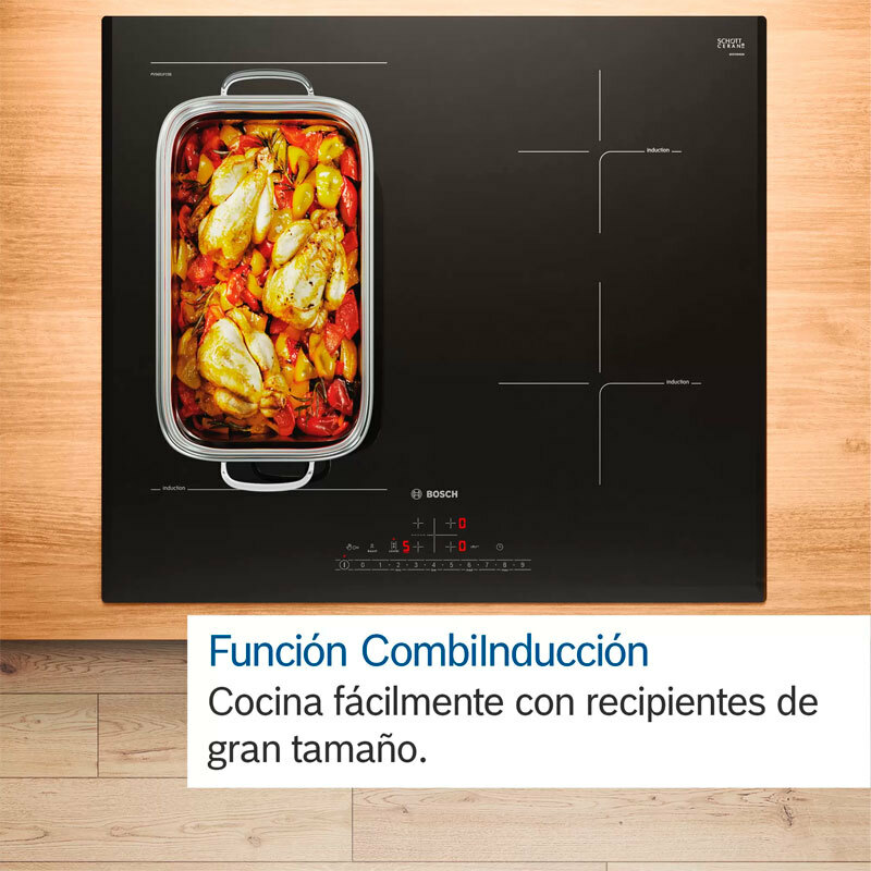 Placa de inducción 60 cm Bosch PVQ631HC1E – CombiInducción, 7,4 kW, Home Connect