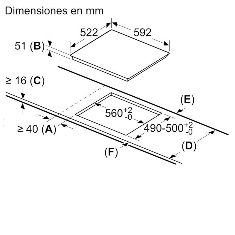 Placa de inducción integrable 60 cm Bosch PID612BB1E – 3 zonas (zona triple 32 cm), Control táctil 17 niveles, Booster