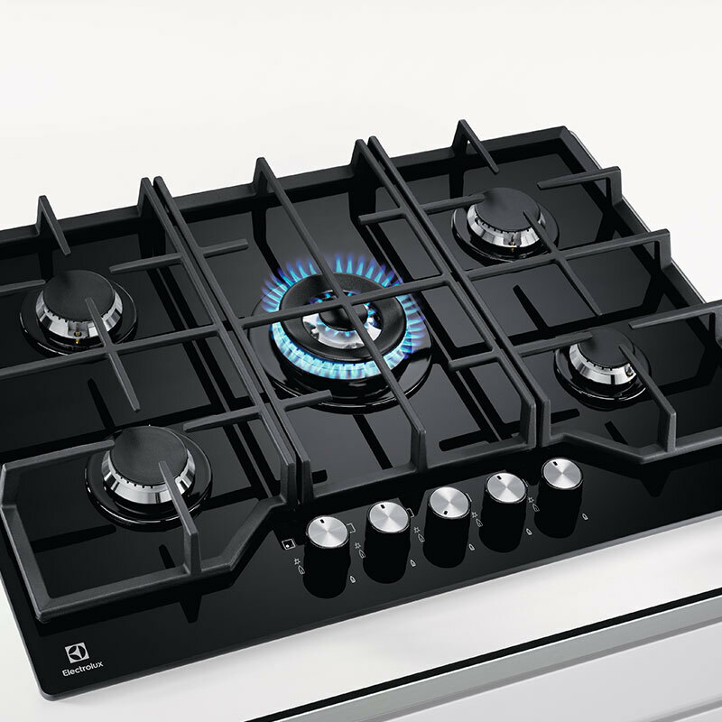 Placa de gas Electrolux KGG75362K – 5 zonas, 3 SpeedBurner, seguridad antillamas
