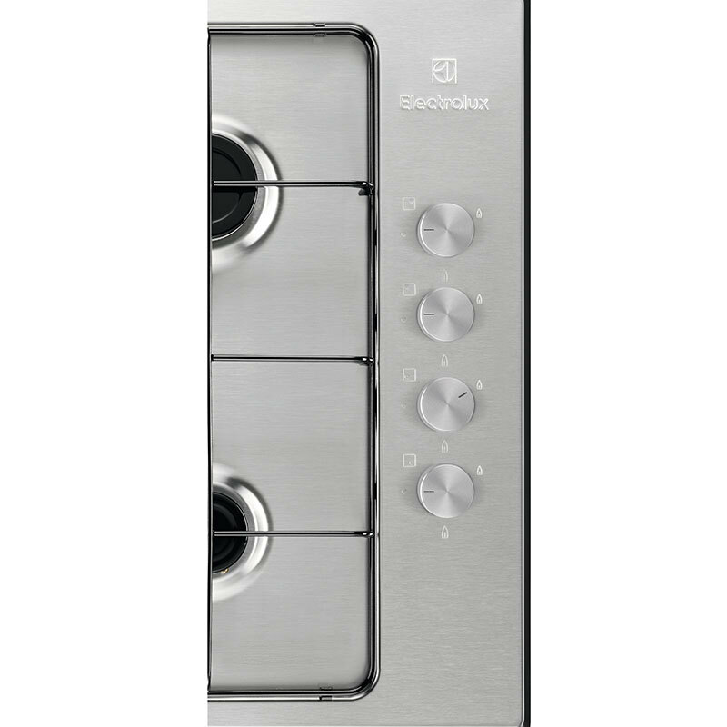 Placa de gas Electrolux KGS6404SX – Inox antihuellas, 4 quemadores, Empotrable 60 cm