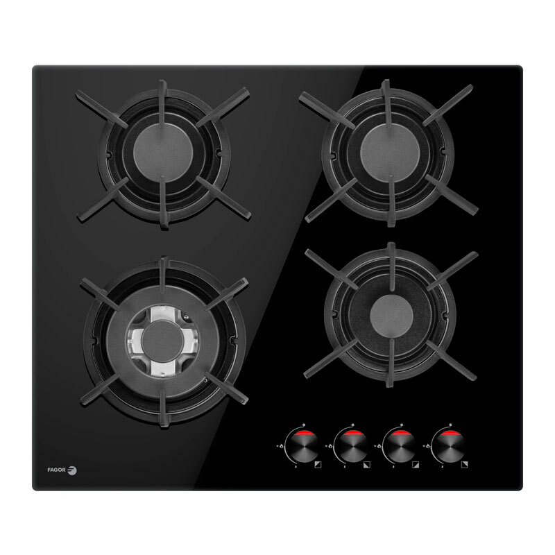 Placa de gas encastrable Fagor 3CFI-4GLSPB – 4 quemadores, quemador Wok, válvulas de seguridad