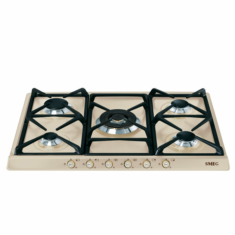 Placa de gas Smeg SR775PO – 5 quemadores, parrillas de hierro fundido, válvulas de seguridad