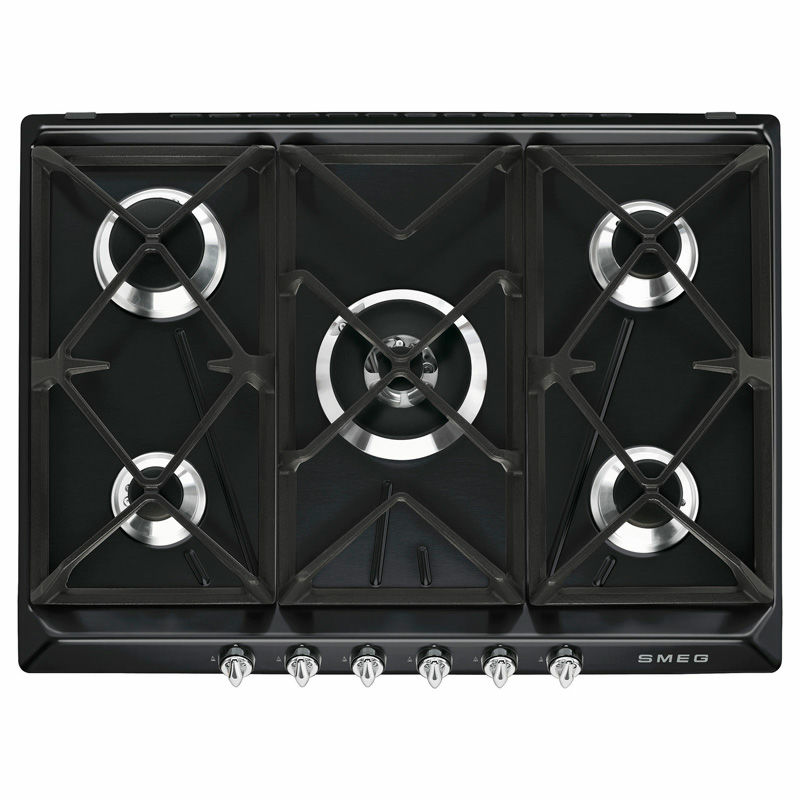 Encimera de gas Smeg SR975NGH – 5 quemadores, parrillas de hierro fundido, válvulas de seguridad