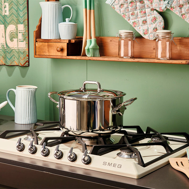 Placa de gas Smeg SR975PGH – 5 quemadores, esmaltada, parrillas fundición