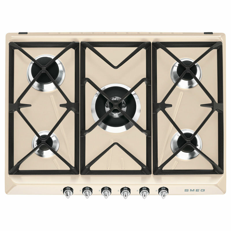 Placa de gas Smeg SR975PGH – 5 quemadores, esmaltada, parrillas fundición