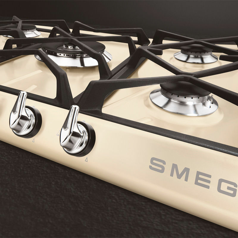 Placa de gas Smeg SR975PGH – 5 quemadores, esmaltada, parrillas fundición
