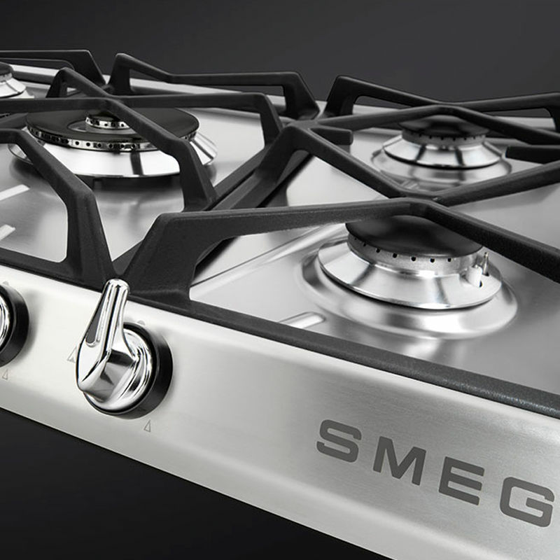 Placa de gas SMEG SR975XGH – 5 quemadores, Inox 70 cm, doble corona 5 kW