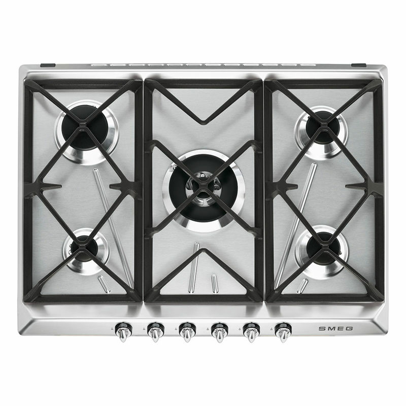 Placa de gas SMEG SR975XGH – 5 quemadores, Inox 70 cm, doble corona 5 kW