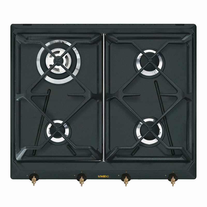 Encimera de gas Smeg SRV864AOGH – 60 cm empotrable, 4 quemadores, parrillas de fundición