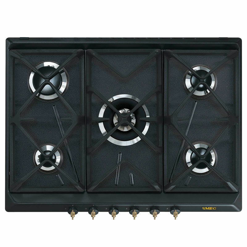 Encimera de gas Smeg SRV876AOGH – 5 quemadores, antracita, parrillas de fundición