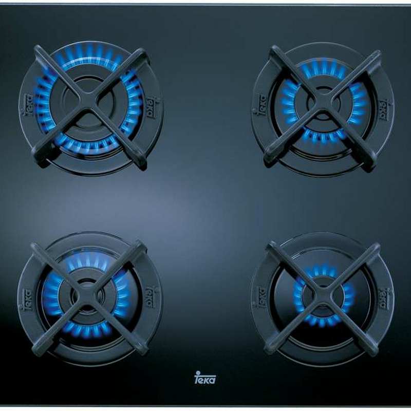 Placa de gas Teka CGC 4G AI AL – 60 cm, Cristal templado, 4 quemadores SABAF