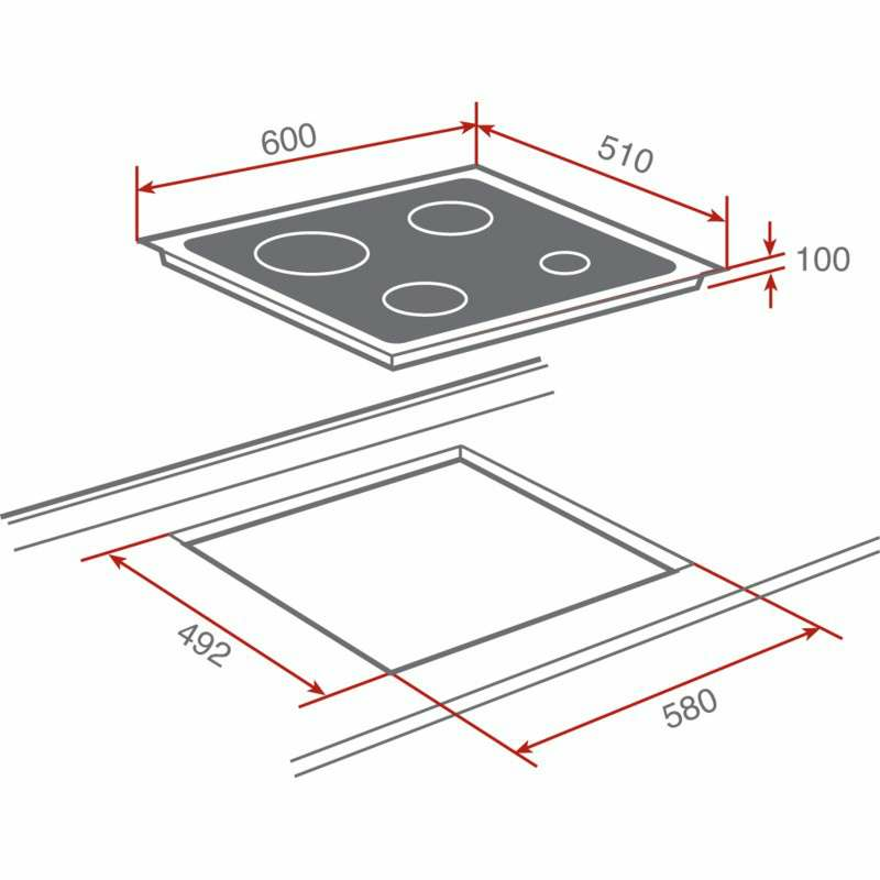 Placa de gas Teka CGC 4G AI AL – 60 cm, Cristal templado, 4 quemadores SABAF