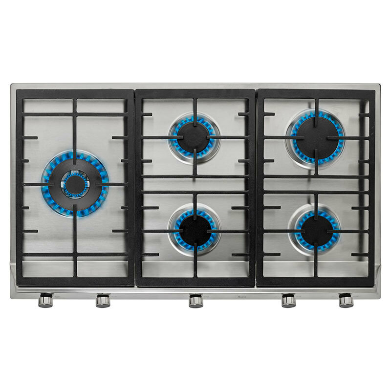 Placa de gas Teka EX 90.1 5G AI AL DR LEFT CI – 5 quemadores, Inox, 86 cm