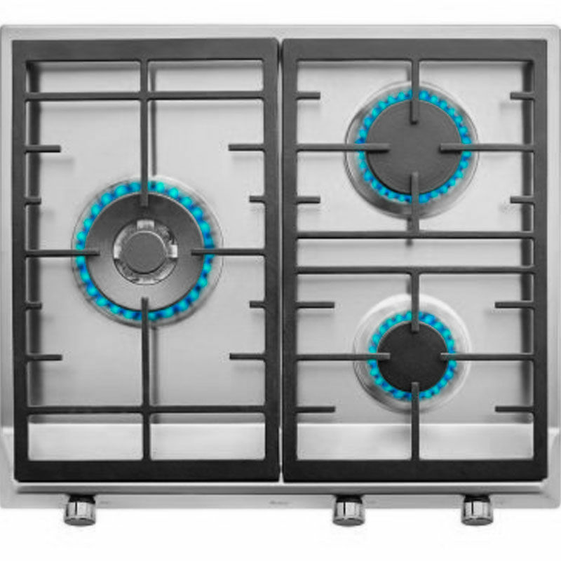Placa de gas Teka EX 60.1 3G AI AL DR CI – 3 quemadores SABAF, Inox 58 cm, Bloqueo infantil