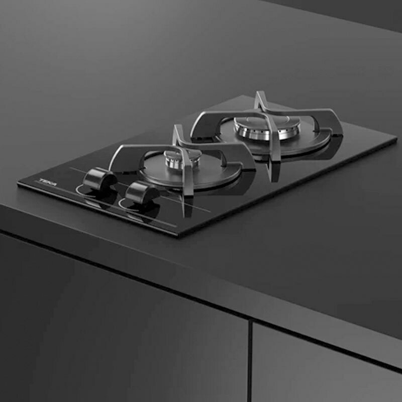 Placa de gas Teka GBC 32000 BUT – 30 cm, cristal templado negro, 2 quemadores