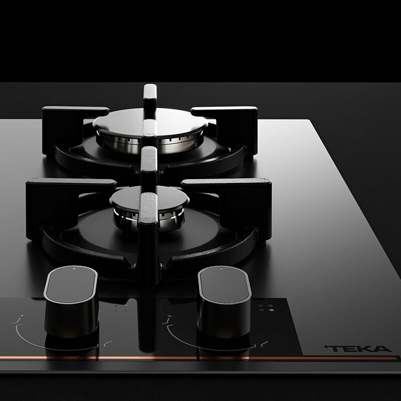 Placa de gas Teka GBC64G1BM – 60 cm, Cristal negro mate, 4 quemadores