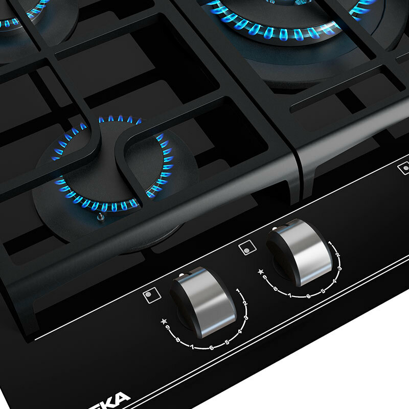 Placa de gas Teka GZC 75330 XBA – 5 quemadores SABAF, Cristal negro biselado, Control ExactFlame