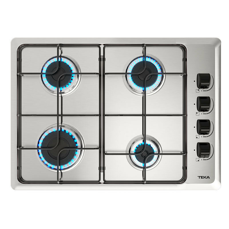 Placa de gas Teka HLX 540 KLN IX – 4 quemadores, Acero inoxidable, Bloqueo mandos