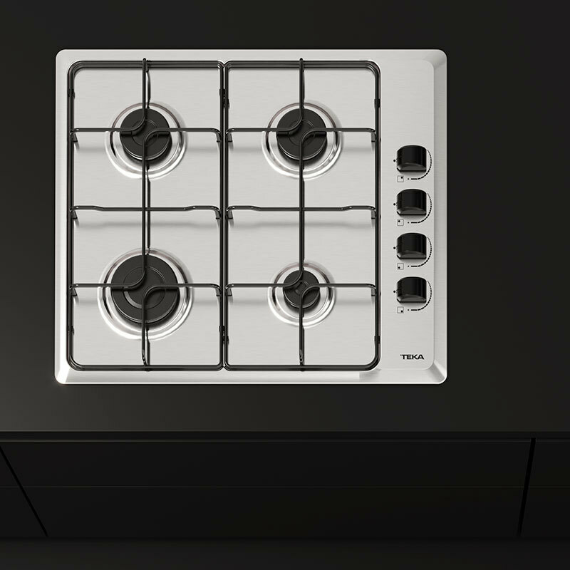 Placa de gas Teka HLX 640 KLA IX – 4 fuegos, Inox 58 cm, Seguridad termopar