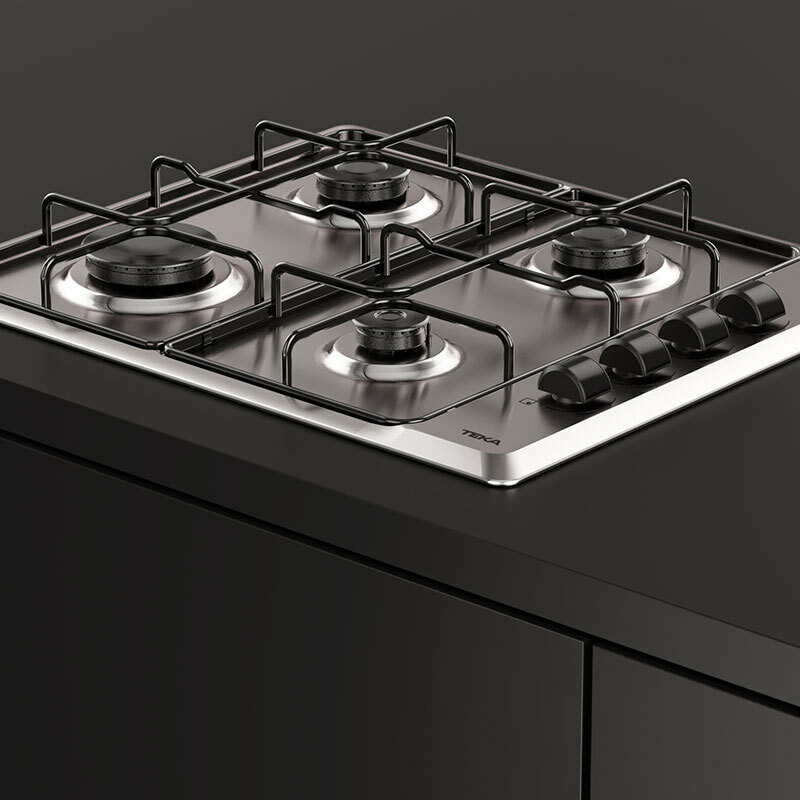 Placa de gas Teka HLX 640 KLA IX – 4 fuegos, Inox 58 cm, Seguridad termopar