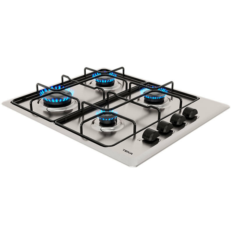 Placa de gas Teka HLX 640 KLN IX – Inox, 4 quemadores 7,5 kW, Seguridad por termopar