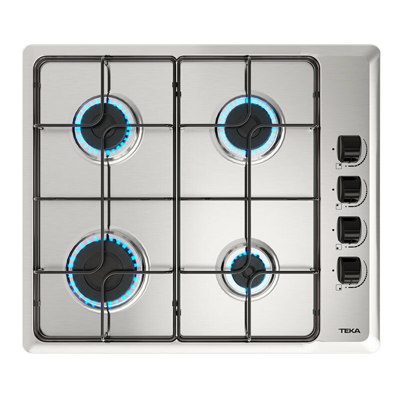 Placa de gas Teka HLX 640 KLN IX – Inox, 4 quemadores 7,5 kW, Seguridad por termopar