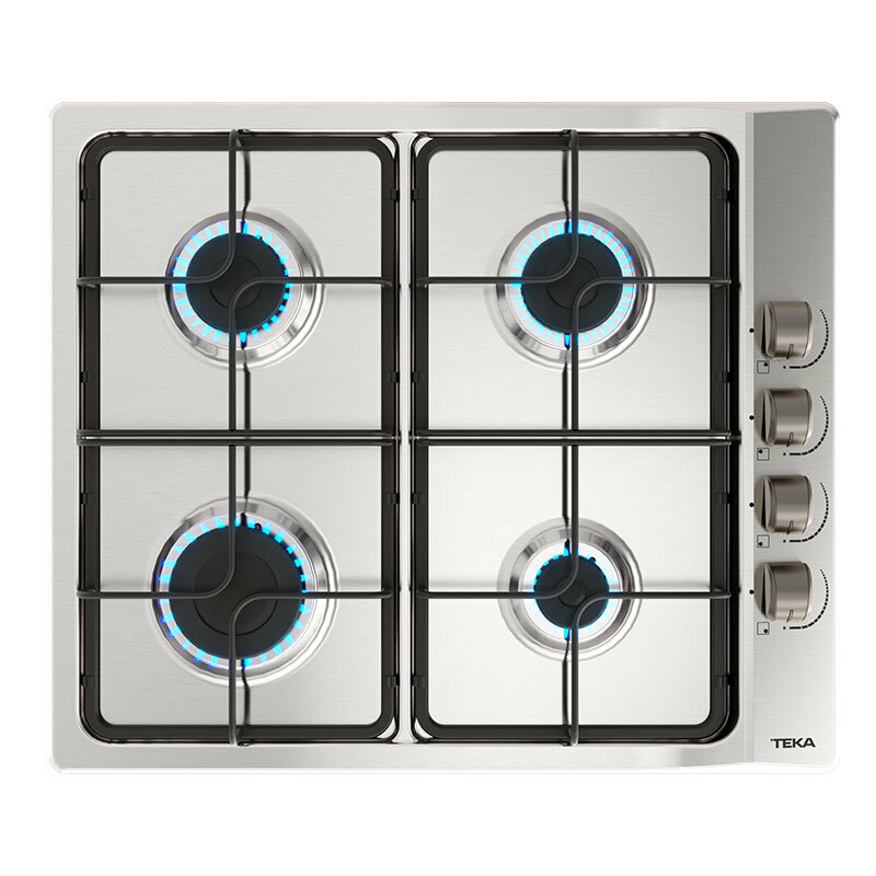 Placa de gas Teka E/60.3 40 – 4 quemadores, Inox, seguridad termopar