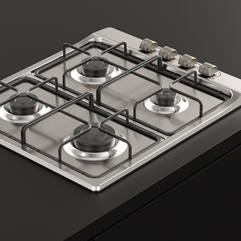 Placa de gas Teka E/60.3 40 – 4 quemadores, Inox, seguridad termopar