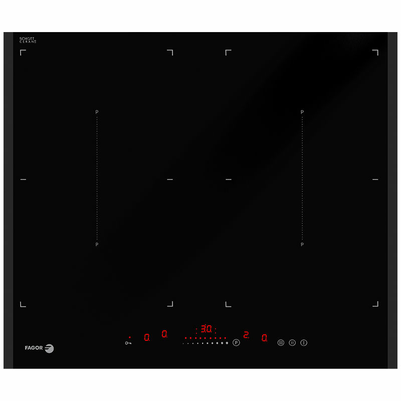 Placa de inducción empotrable Fagor 3IF-ZONE40BL – 4 zonas (2 flexi), Boost en todas las zonas, Control Touch Slider