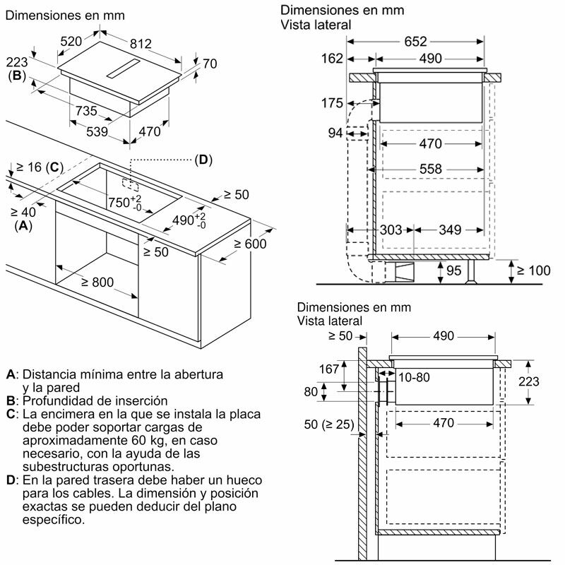 Placa de inducción Siemens EX875LX67E – Extractor integrado, Flex inducción, 80 cm