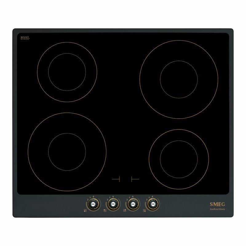 Placa de inducción Smeg SI764AOM – Antracita, 4 zonas, Mandos frontales