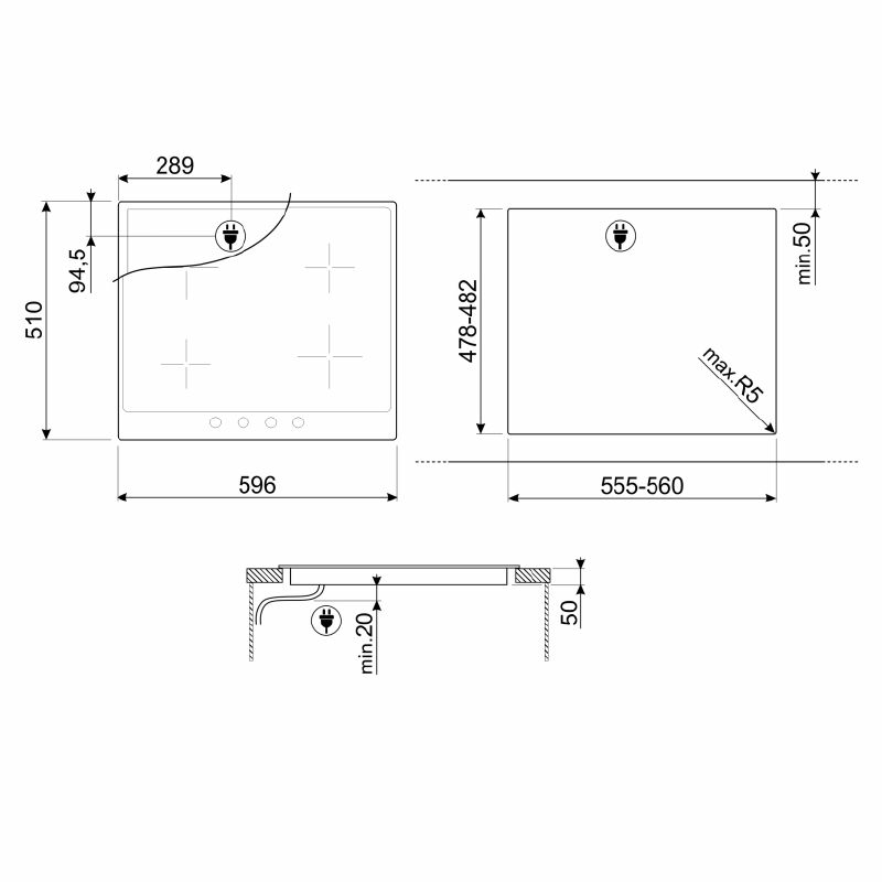 Encimera de inducción Smeg SI964PM – 4 zonas con booster, Mandos frontales, Color crema