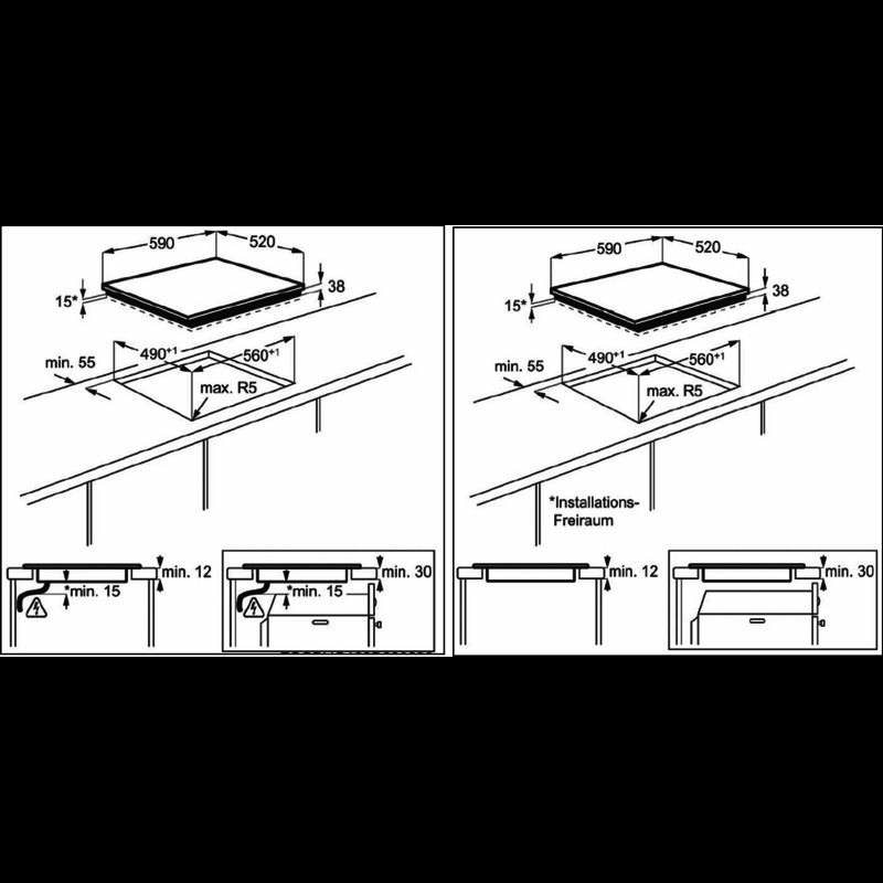 Placa vitrocerámica AEG HK623021FB – 60 cm, 3 zonas (doble 21/27 cm), mandos táctiles