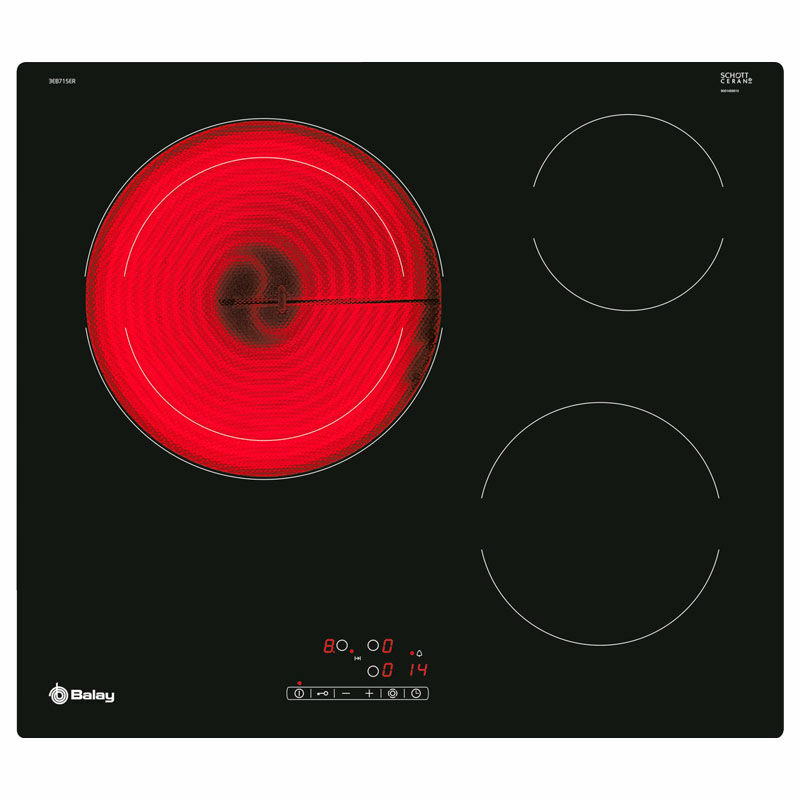 Placa vitrocerámica 60 cm Balay 3EB715ER – Zona flexible 21/28 cm, control táctil frontal, temporizador por zona