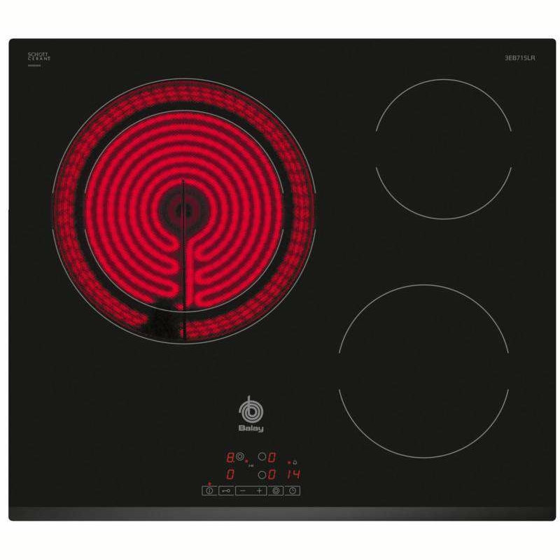 Placa vitrocerámica Balay 3EB715LR – 60 cm, Zona flexible 28 cm, Control táctil 17 niveles
