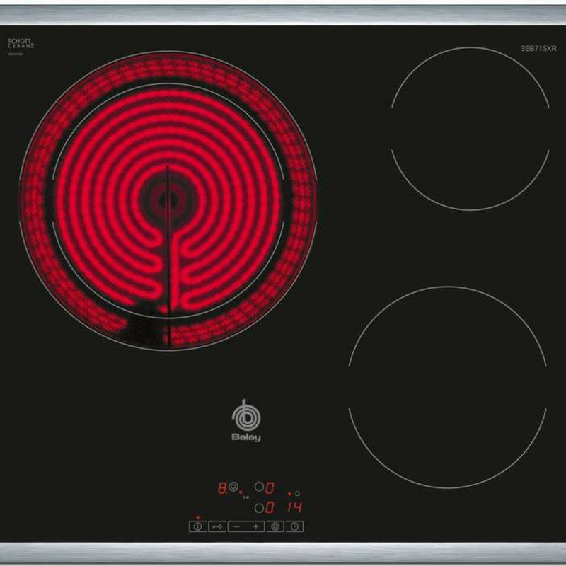 Placa vitrocerámica Balay 3EB715XR – Zona flexible 28/21 cm, Control táctil 17 niveles, Bloqueo infantil