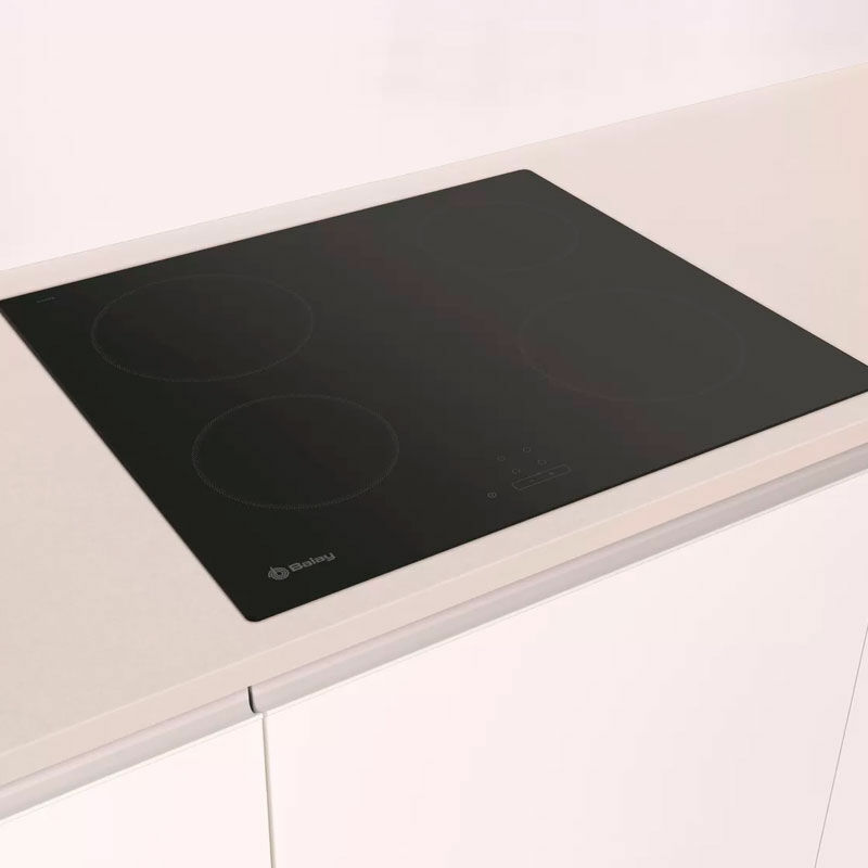 Placa vitrocerámica Balay 3EB761EN – Sin marco 60 cm, 4 zonas 6.400 W, Control táctil