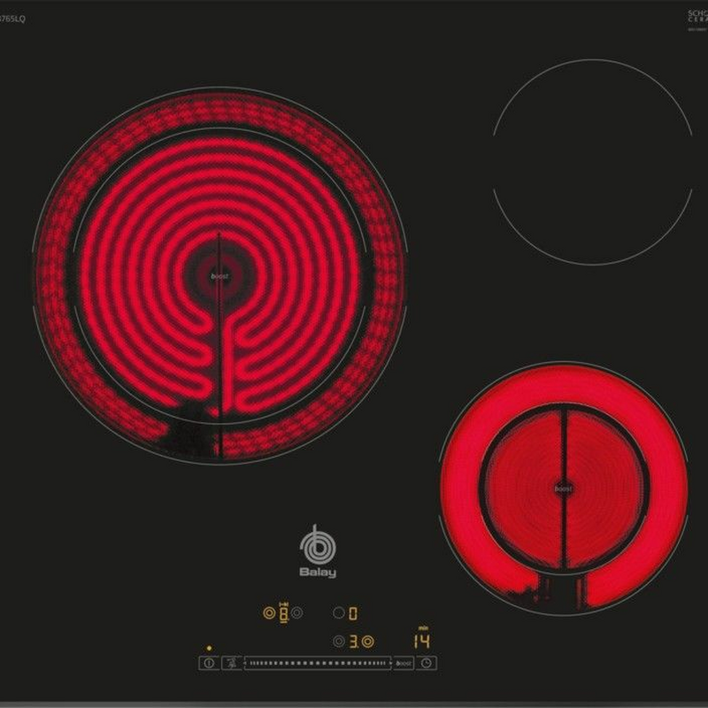 Placa vitrocerámica Balay 3EB765LQ – 3 zonas, Isla flexible 28 cm, Control deslizante 17 niveles