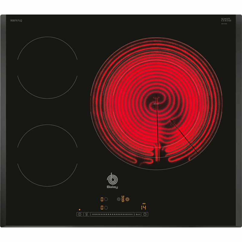 Placa vitrocerámica Balay 3EB767LQ – Zona 32 cm, Booster, Control deslizante 17 niveles