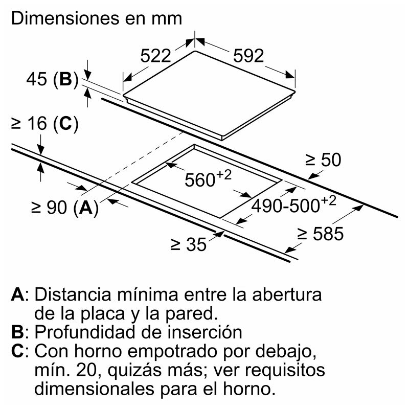 Placa vitrocerámica Bosch PKM61RAA8E – Zona gigante 23 cm, 5.700 W, Control táctil