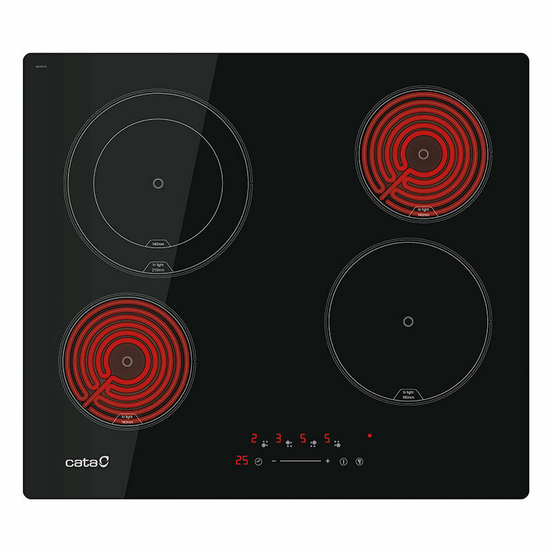 Placa vitrocerámica Cata TT6004 BK – 59 cm, 4 zonas radiantes, 6500 W