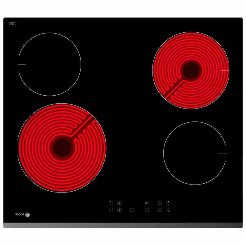 Placa vitrocerámica Fagor 3VFT-40AS – 4 zonas, control táctil, bloqueo infantil