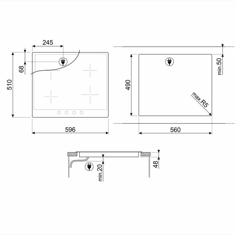 Encimera vitrocerámica Smeg P864PO – 60 cm, Crema Colonial, 4 zonas Hi‑Light