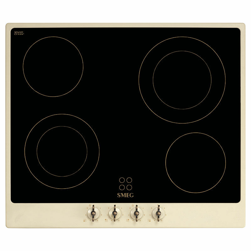 Encimera vitrocerámica Smeg P864PO – 60 cm, Crema Colonial, 4 zonas Hi‑Light