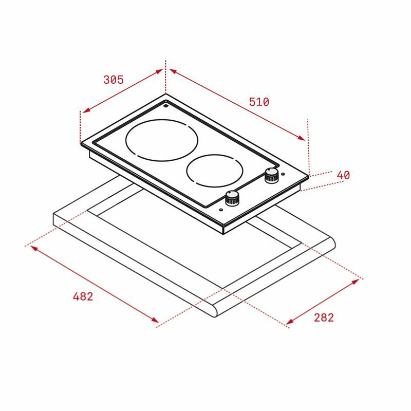 Placa vitrocerámica Teka EFX 30.1 2H – 2 zonas High‑Light, 3.000 W, Bloqueo infantil