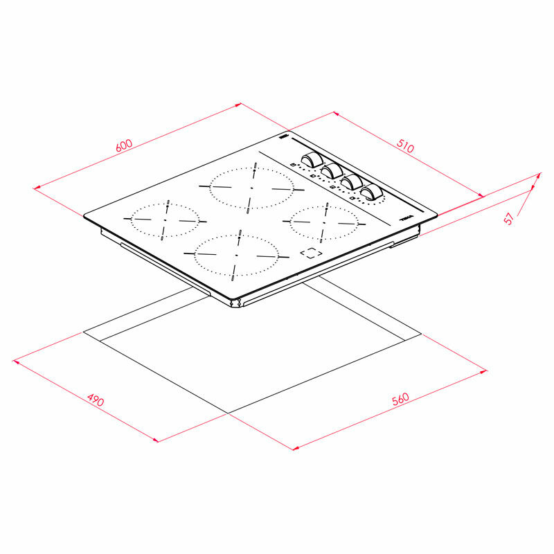 Placa vitrocerámica Teka TBC 64000 XFL – 60 cm, 4 zonas High Light, Booster 6.000 W